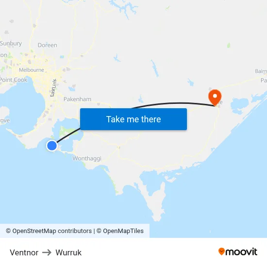 Ventnor to Wurruk map