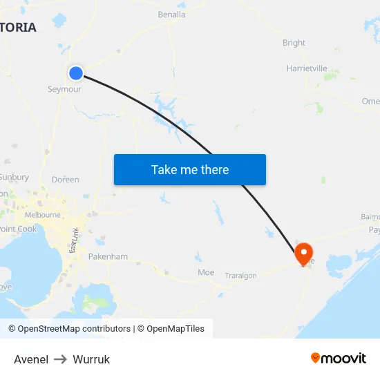 Avenel to Wurruk map