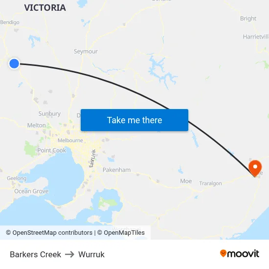 Barkers Creek to Wurruk map