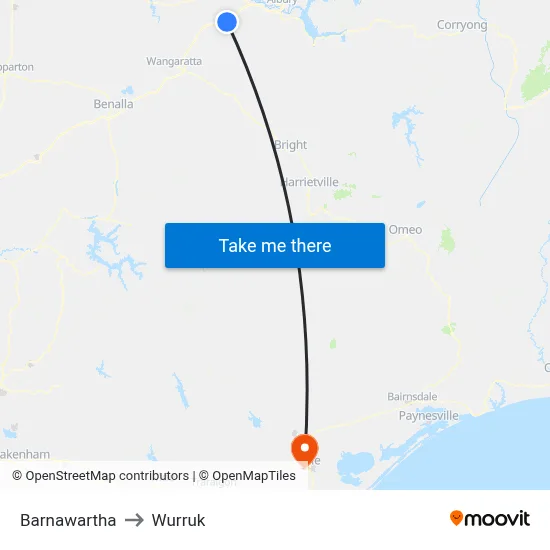 Barnawartha to Wurruk map