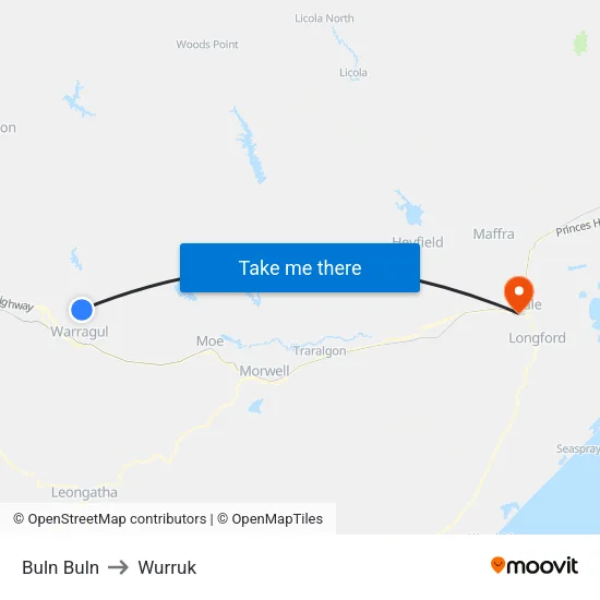 Buln Buln to Wurruk map