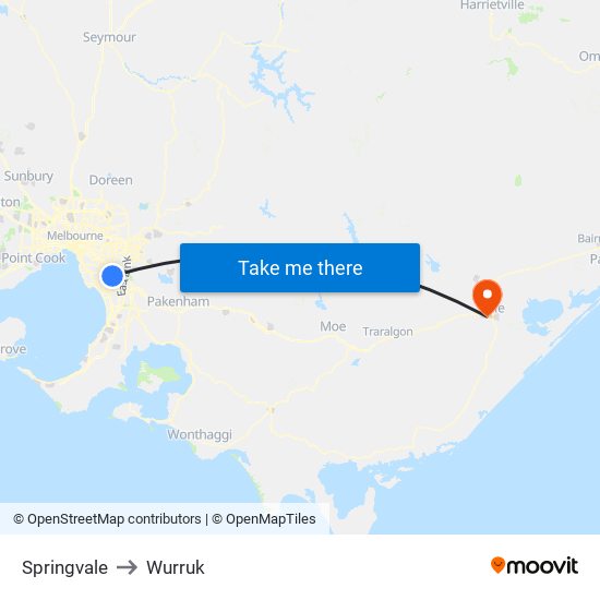 Springvale to Wurruk map