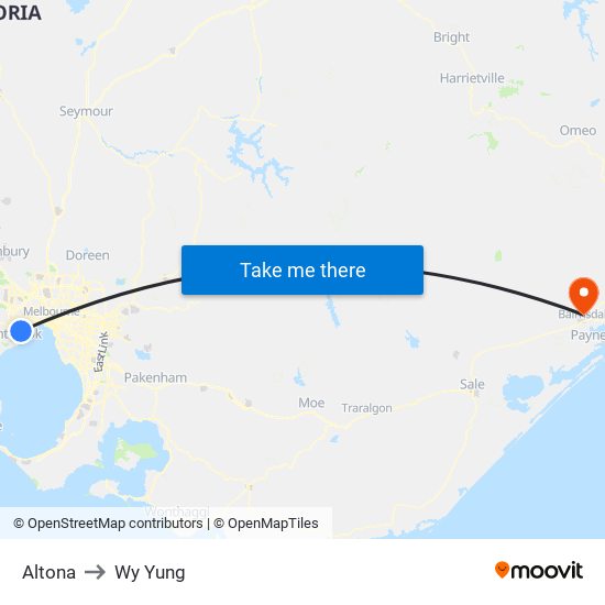 Altona to Wy Yung map