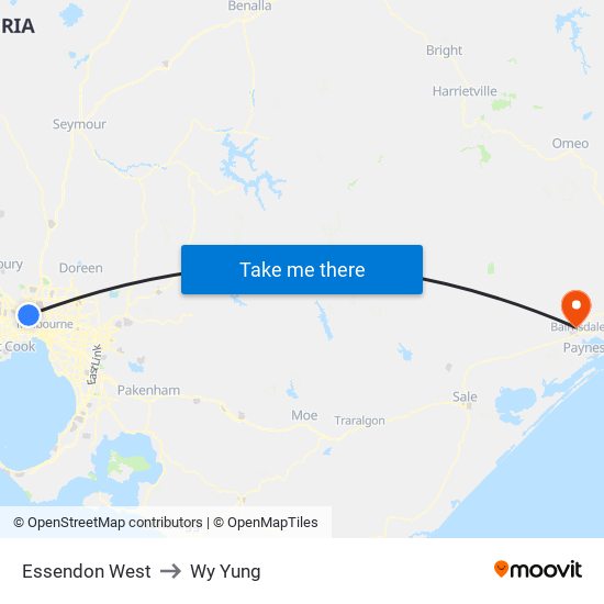 Essendon West to Wy Yung map