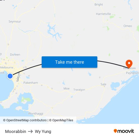 Moorabbin to Wy Yung map