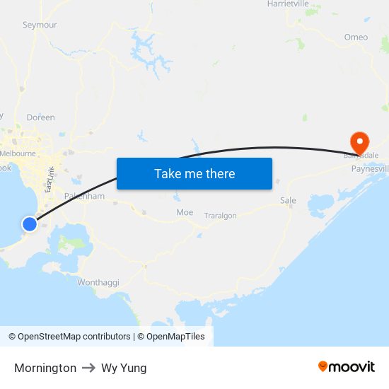 Mornington to Wy Yung map