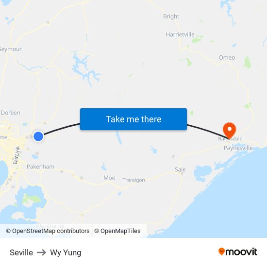 Seville to Wy Yung map