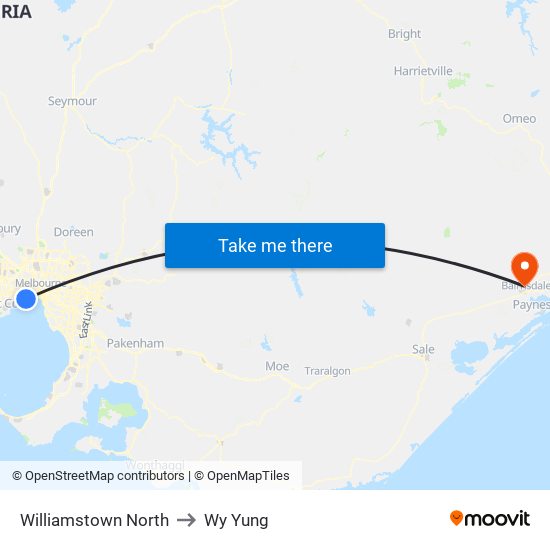 Williamstown North to Wy Yung map