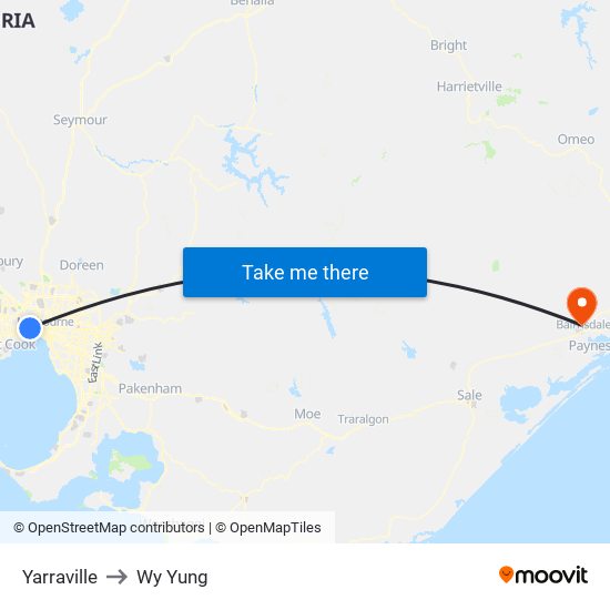 Yarraville to Wy Yung map