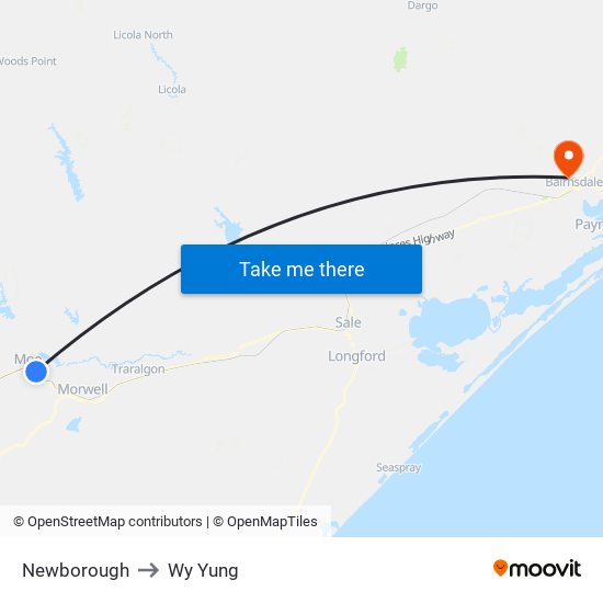 Newborough to Wy Yung map