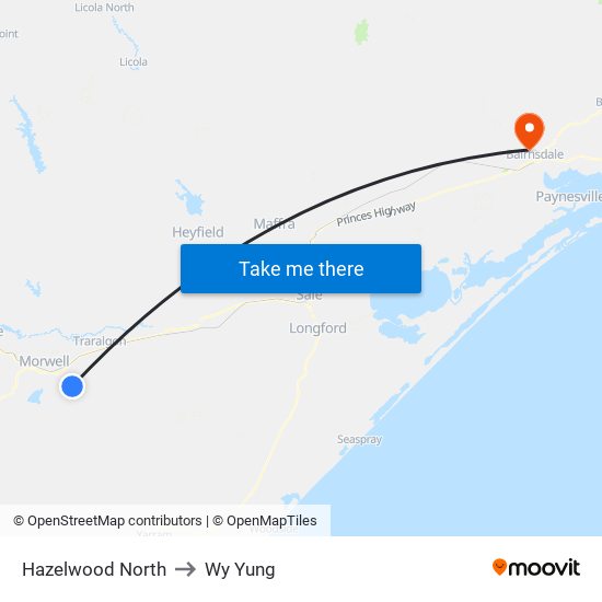 Hazelwood North to Wy Yung map