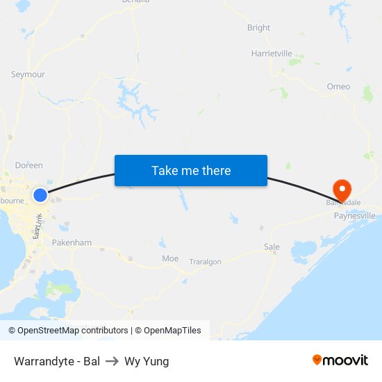 Warrandyte - Bal to Wy Yung map