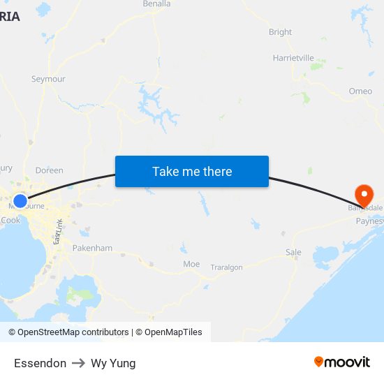 Essendon to Wy Yung map