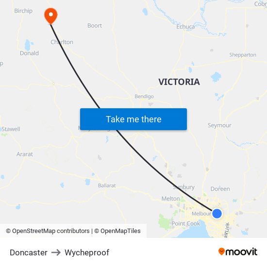 Doncaster to Wycheproof map