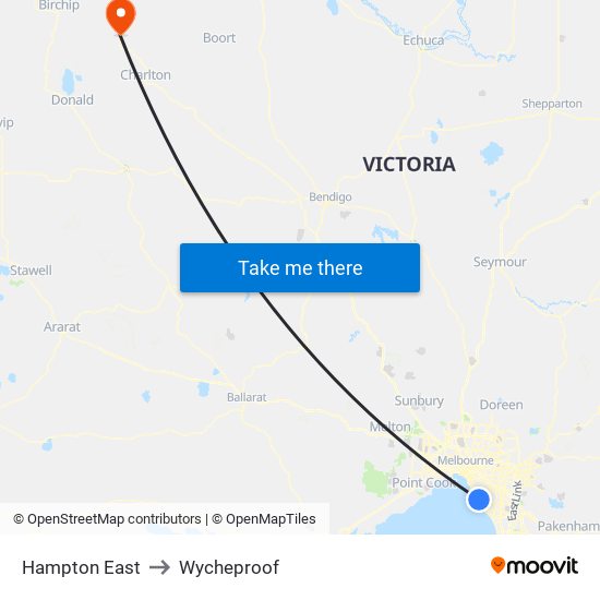 Hampton East to Wycheproof map