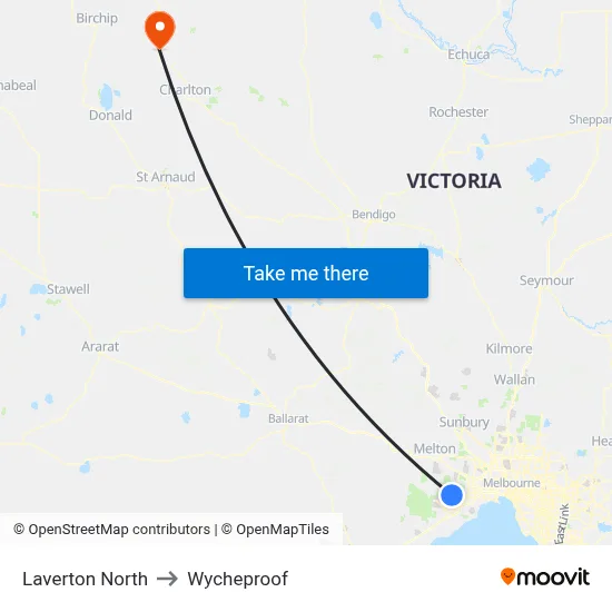 Laverton North to Wycheproof map