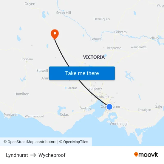 Lyndhurst to Wycheproof map