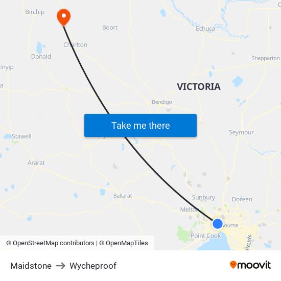 Maidstone to Wycheproof map