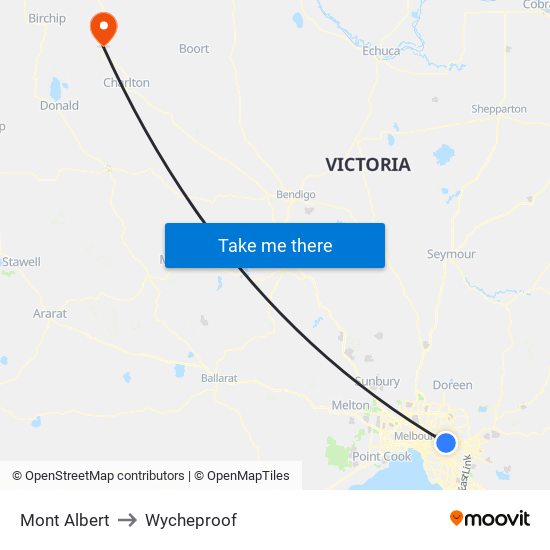 Mont Albert to Wycheproof map