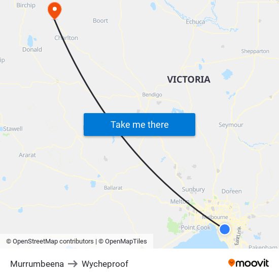 Murrumbeena to Wycheproof map