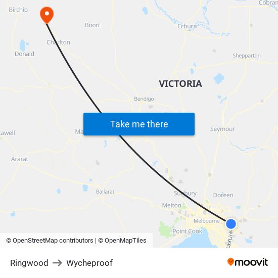 Ringwood to Wycheproof map