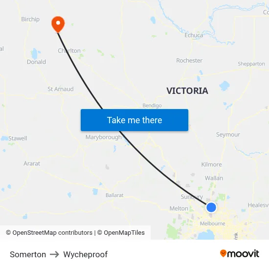 Somerton to Wycheproof map