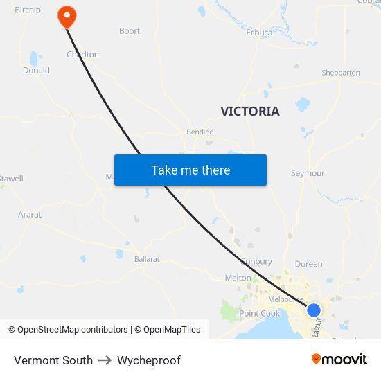 Vermont South to Wycheproof map