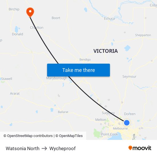 Watsonia North to Wycheproof map