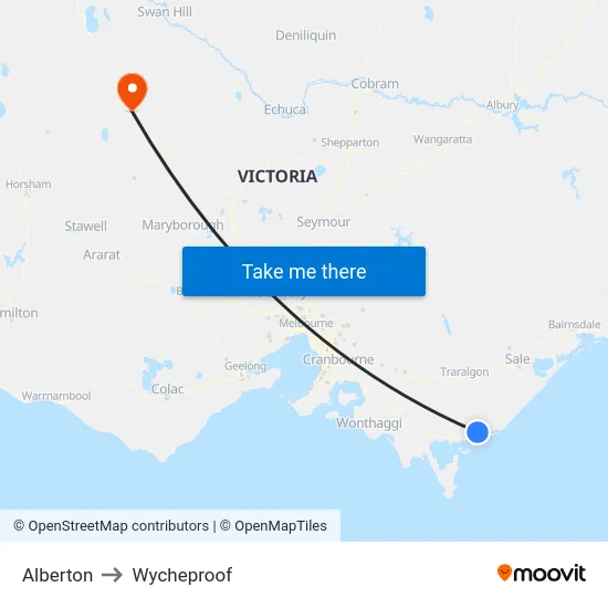 Alberton to Wycheproof map