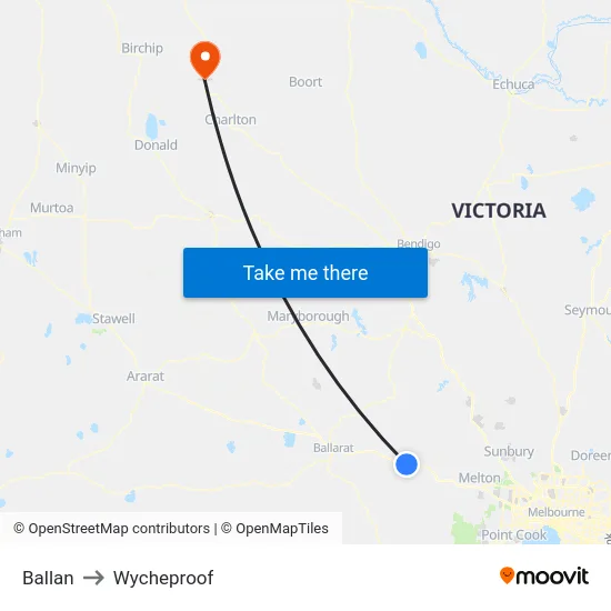 Ballan to Wycheproof map