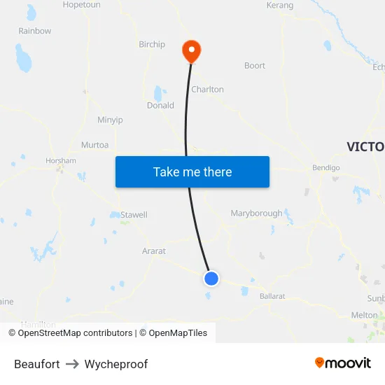 Beaufort to Wycheproof map