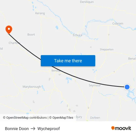 Bonnie Doon to Wycheproof map