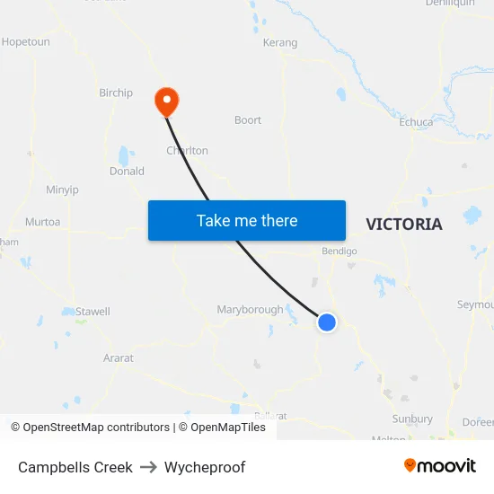 Campbells Creek to Wycheproof map