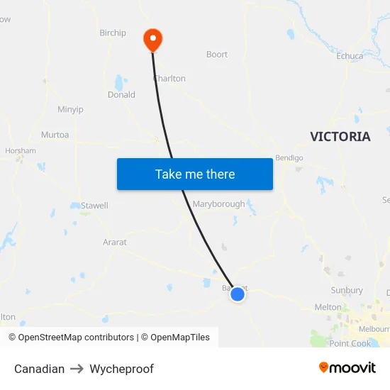 Canadian to Wycheproof map