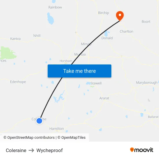 Coleraine to Wycheproof map