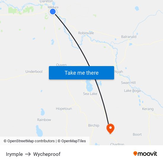 Irymple to Wycheproof map