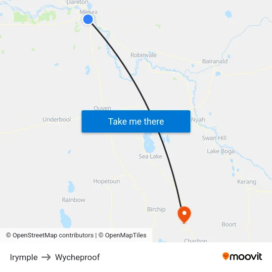 Irymple to Wycheproof map