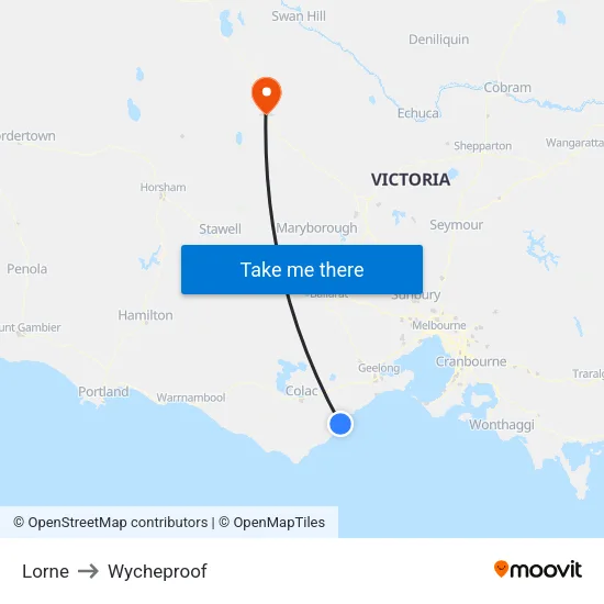 Lorne to Wycheproof map