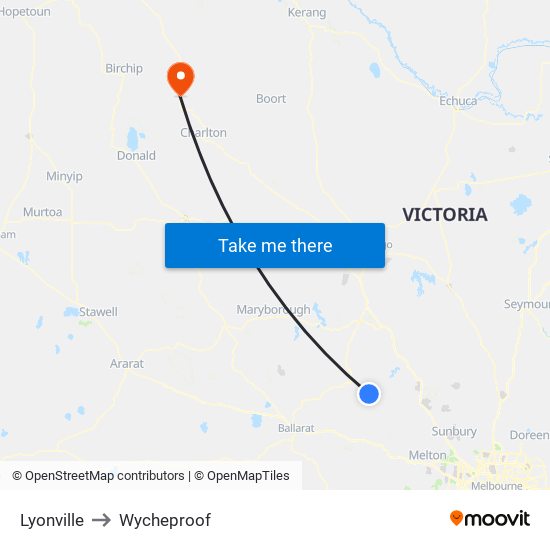 Lyonville to Wycheproof map