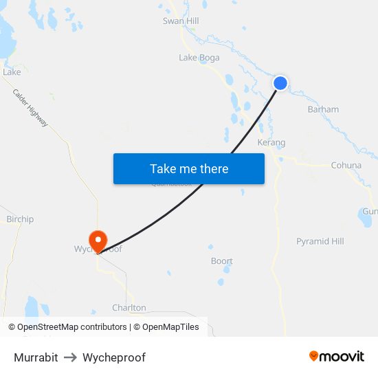 Murrabit to Wycheproof map