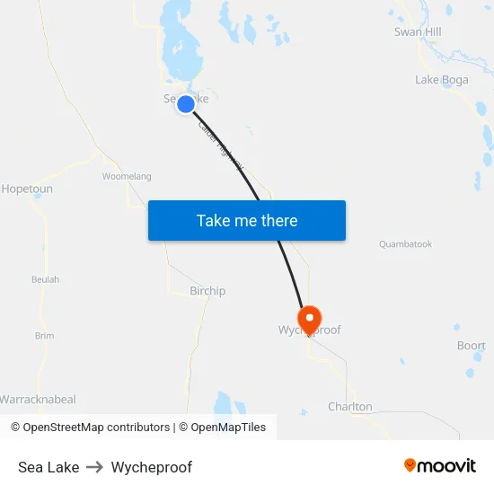 Sea Lake to Wycheproof map