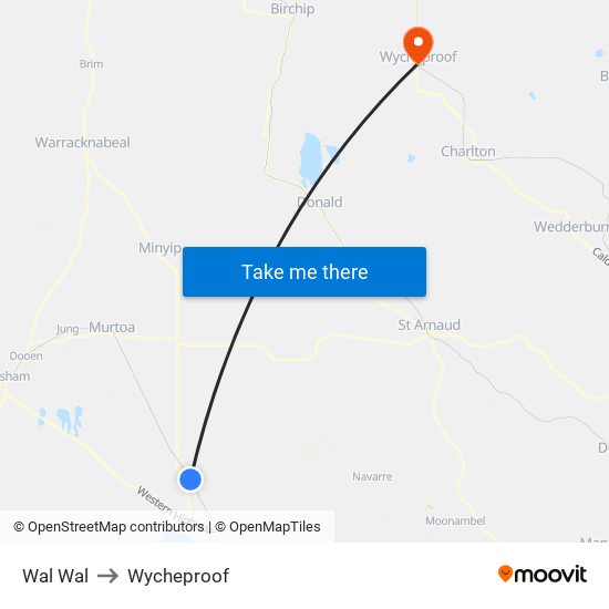 Wal Wal to Wycheproof map