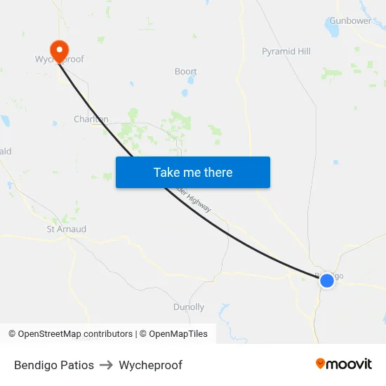 Bendigo Patios to Wycheproof map
