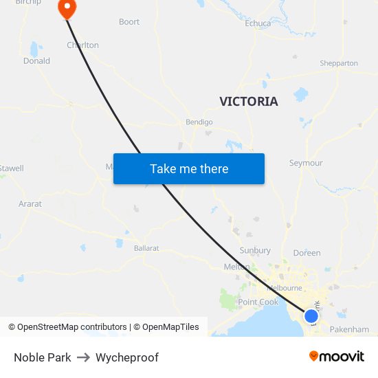 Noble Park to Wycheproof map