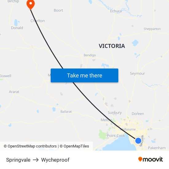 Springvale to Wycheproof map