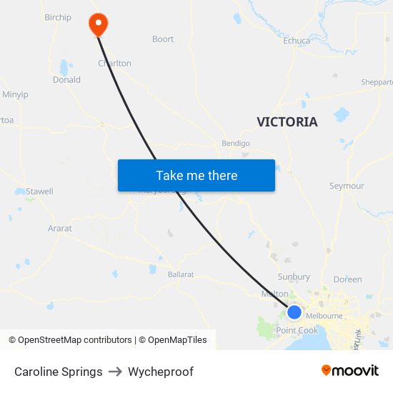 Caroline Springs to Wycheproof map