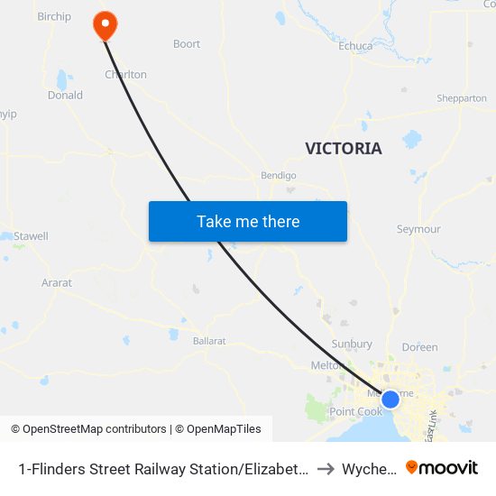 1-Flinders Street Railway Station/Elizabeth St (Melbourne City) to Wycheproof map