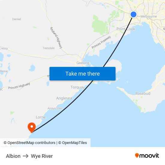 Albion to Wye River map