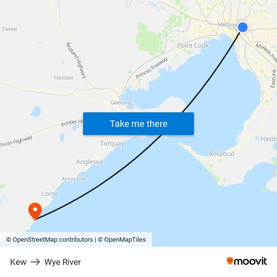 Kew to Wye River map