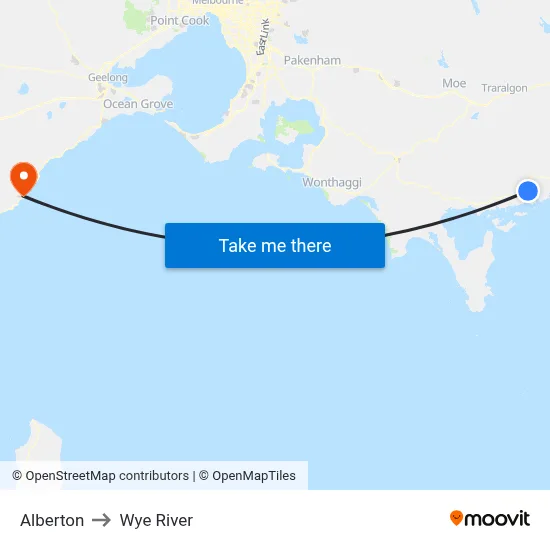 Alberton to Wye River map